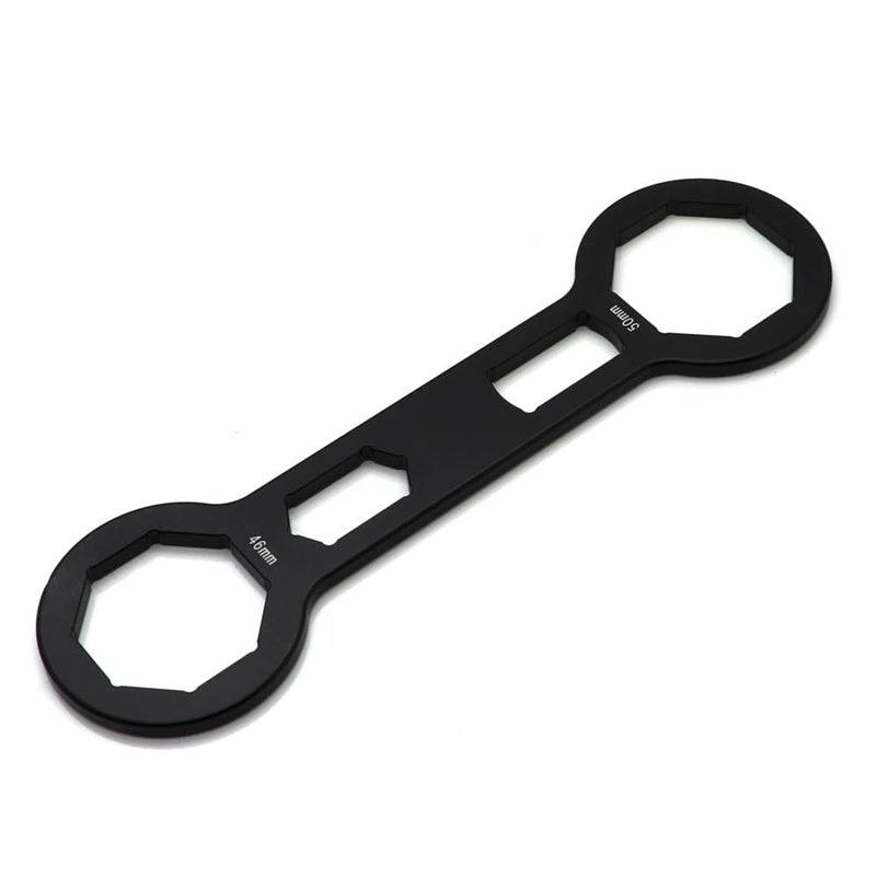 REWOLFNUS Motorcycle Universal 46mm50mm Fork Cap Wrench Shock Absorber Front Forks Removing Rebuild Tool for Yamaha Kawasaki Suzuki Honda Black
